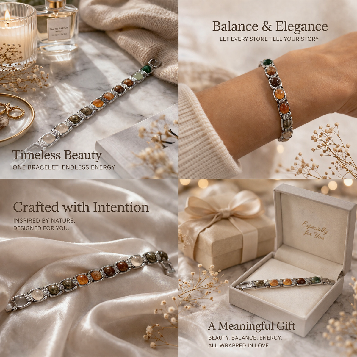 Dhan Yog Metal Bracelet – Certified Natural Crystal Beads 8mm | Premium Collection