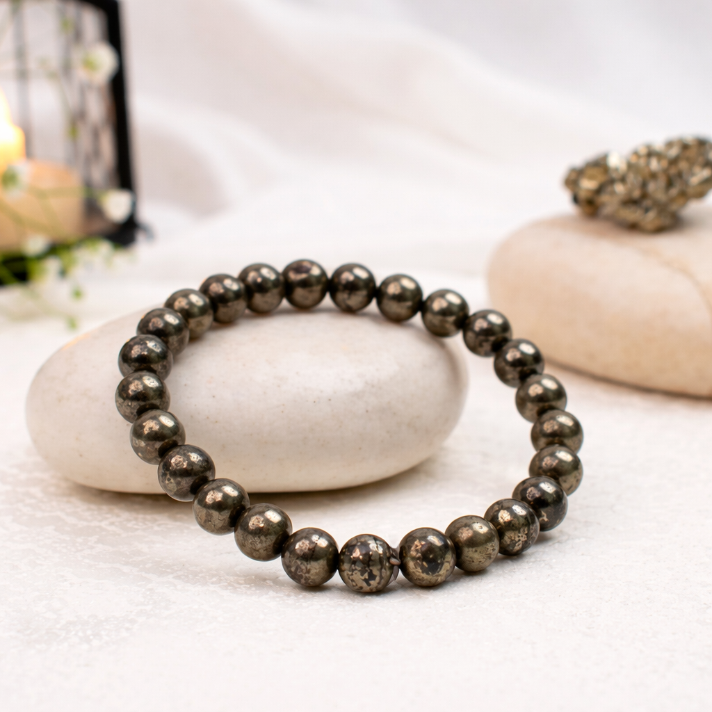 Raw Pyrite Anklet & Bracelet Couple Jewelry Set