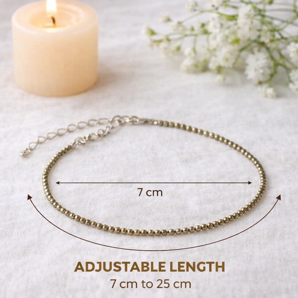 Dhan Yog Crystal Chips Bracelet & Raw Pyrite Anklet Set