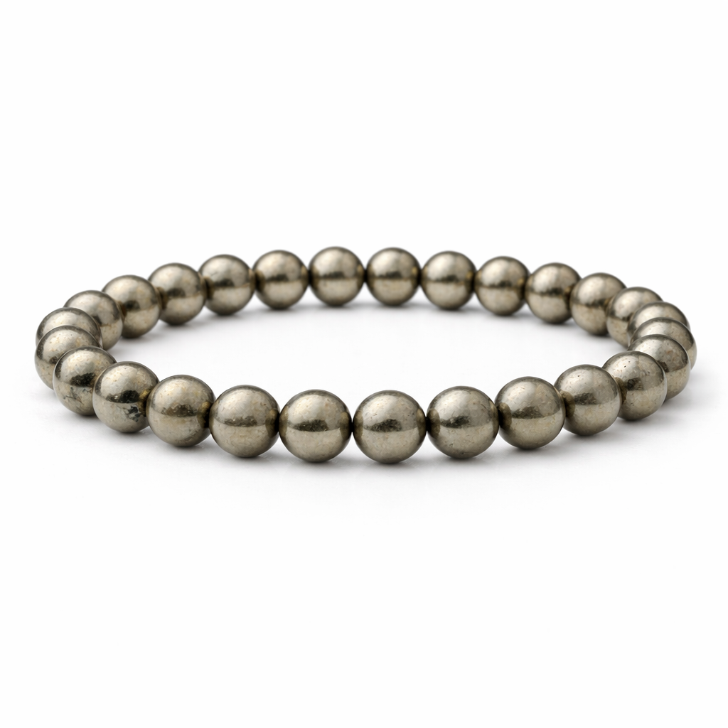 Pyrite Beaded Bracelet – 100% Real Pyrite Stone