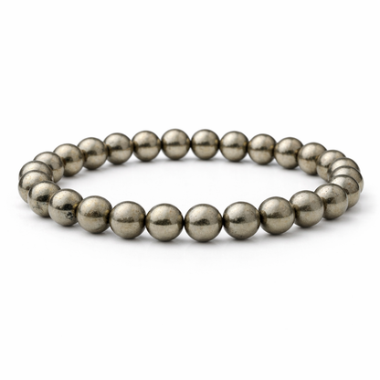 Pyrite Beaded Bracelet – 100% Real Pyrite Stone