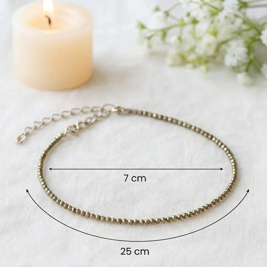 Natural Raw Pyrite Crystal Anklet + Selenite Plate