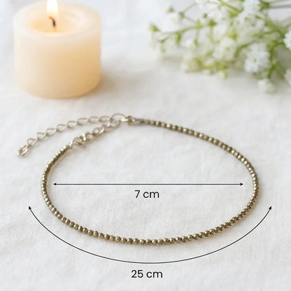 Natural Raw Pyrite Crystal Anklet + Selenite Plate