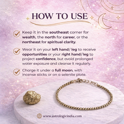 Diamond-Cut Raw Pyrite Beaded Anklet with Stone