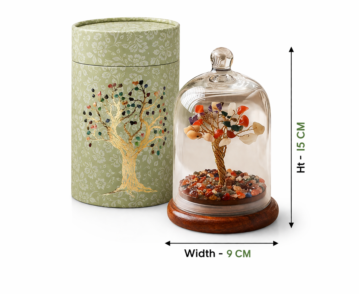Crystal Wish Tree in Glass Dome – A Symbol of Growth, Luck & Positive Energy