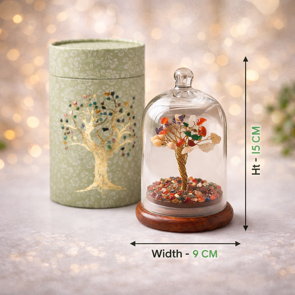 Crystal Wish Tree in Glass Dome – A Symbol of Growth, Luck & Positive Energy