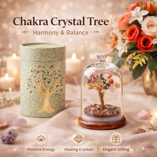 Crystal Wish Tree in Glass Dome – A Symbol of Growth, Luck & Positive Energy