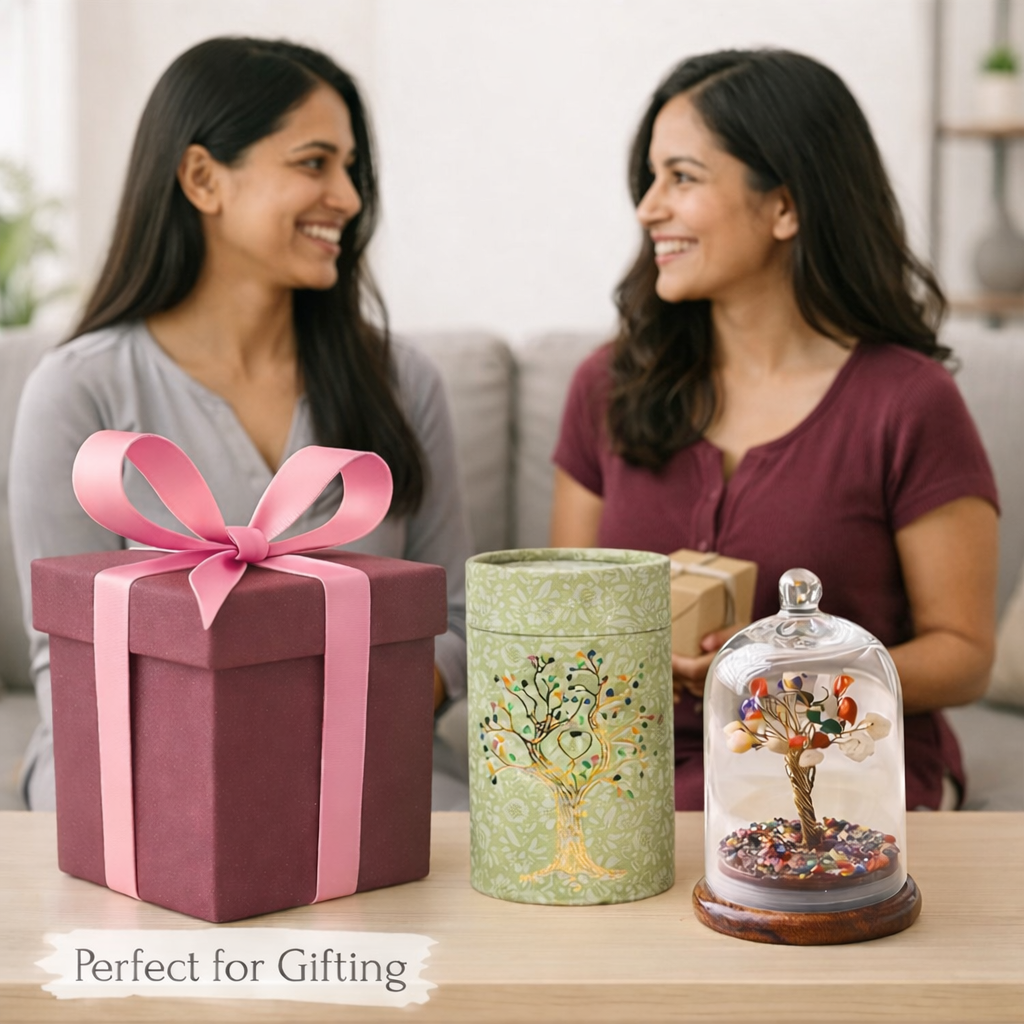 Crystal Wish Tree in Glass Dome – A Symbol of Growth, Luck & Positive Energy