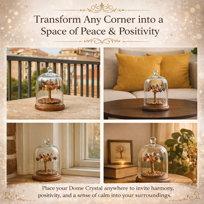 Crystal Wish Tree in Glass Dome – A Symbol of Growth, Luck & Positive Energy