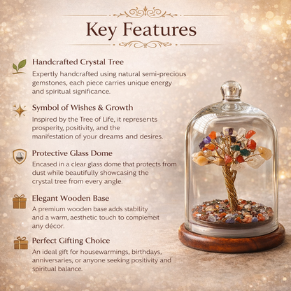 Crystal Wish Tree in Glass Dome – A Symbol of Growth, Luck & Positive Energy