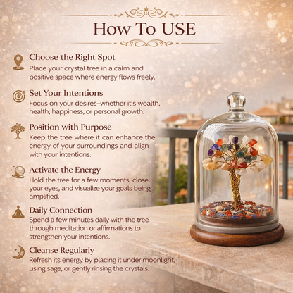 Crystal Wish Tree in Glass Dome – A Symbol of Growth, Luck & Positive Energy