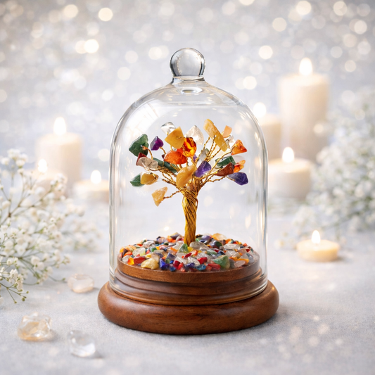 Crystal Wish Tree in Glass Dome – A Symbol of Growth, Luck & Positive Energy